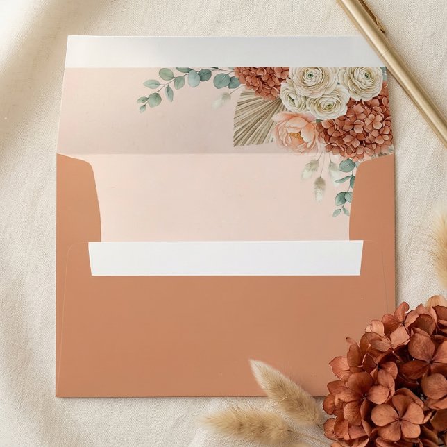 Boho Terracotta Floral Fall Wedding Envelope (Creator Uploaded)