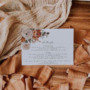 Boho Terracotta Floral Mariage Détails Carte