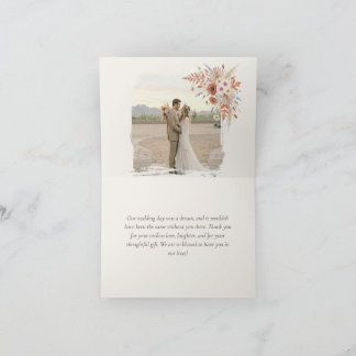 Boho Terracotta Floral & Pampas Grass Wedding Thank You Card