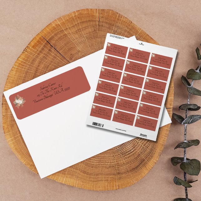 Boho Terracotta Floral Return Address (Creator Uploaded)