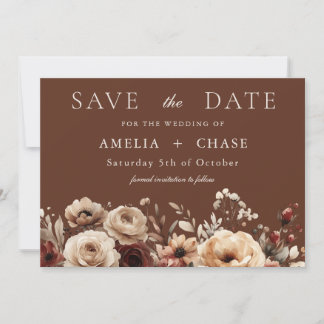 Boho Terracotta Floral Summer & Fall Wedding Save The Date