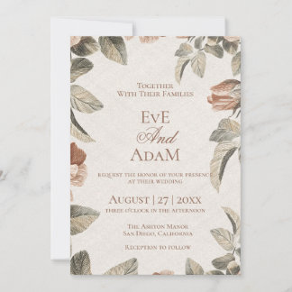 Boho Terracotta Floral Wedding Invitation