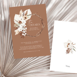 Boho Terracotta Floral Wreath Wedding Details Enclosure Card