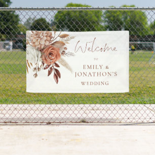 Boho Terracotta Florals Welcome to Wedding Banner