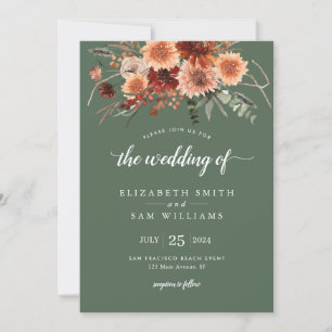 Boho Terracotta Greenery Wedding Invitation