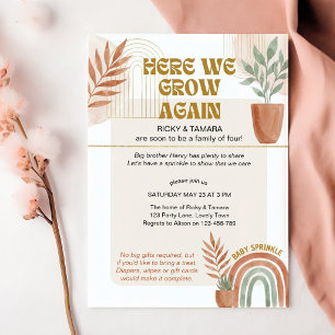 Boho Terracotta Here We Grow Again Baby Sprinkle Invitation