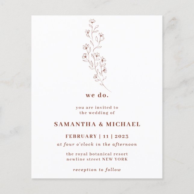 Boho Terracotta Indie Rustic Botanic we do budget Flyer (Front)