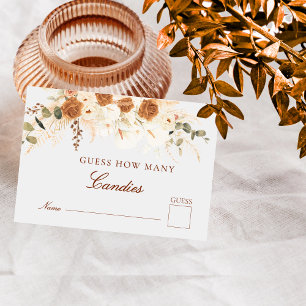 Boho Terracotta Lilies Candy Jar Guessing Game Card