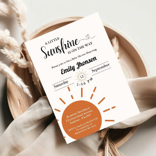 Boho terracotta little shunshine baby shower invitation