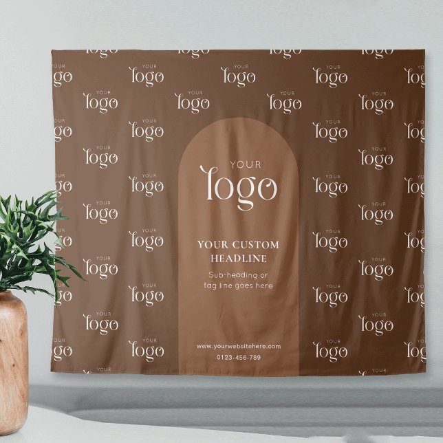 Boho Terracotta Logo Step & Repeat Event Backdrop Tapestry (Creator Uploaded)