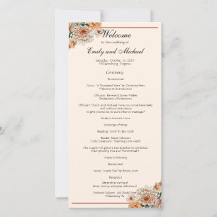 Boho Terracotta Lush Fall Floral Wedding Programme