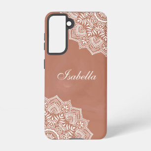 Boho Terracotta Mandala Custom Name Samsung Galaxy Case