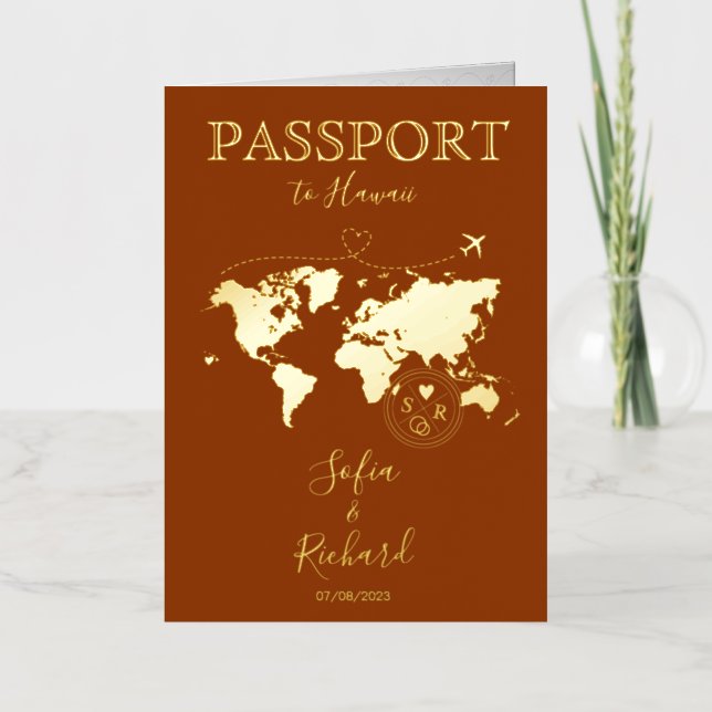 Boho Terracotta Mariage Passport Carte du monde Ha (Recto)
