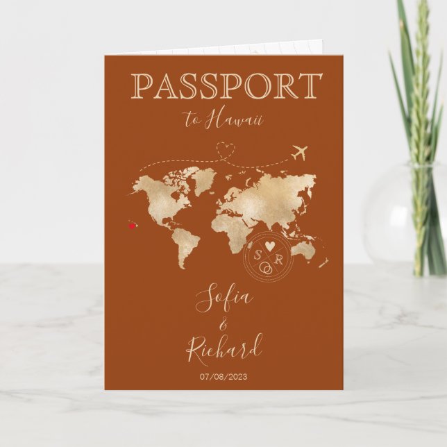 Boho Terracotta Mariage Passport Carte du monde Ha (Devant)