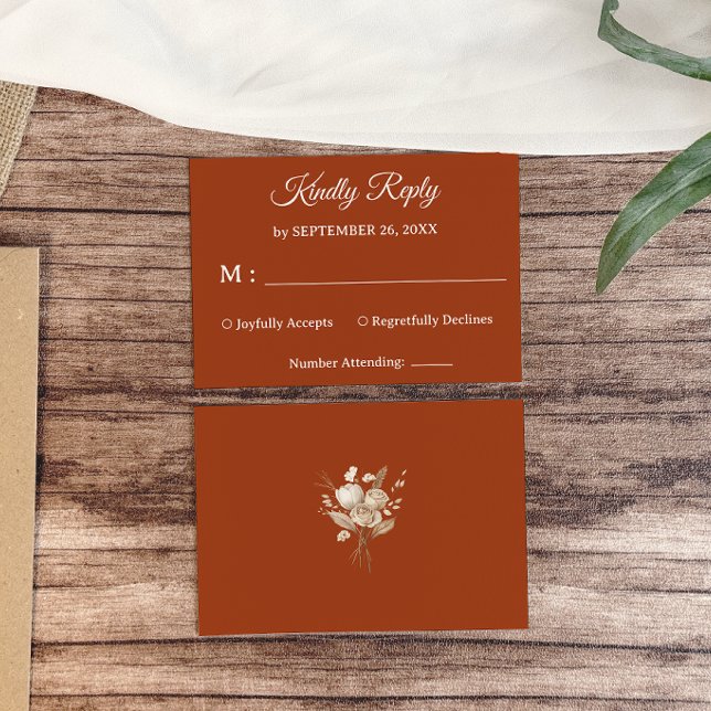 Boho Terracotta Minimalist Wedding RSVP Card (Creator Uploaded)