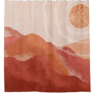 Boho terracotta mountains, abstract poster.