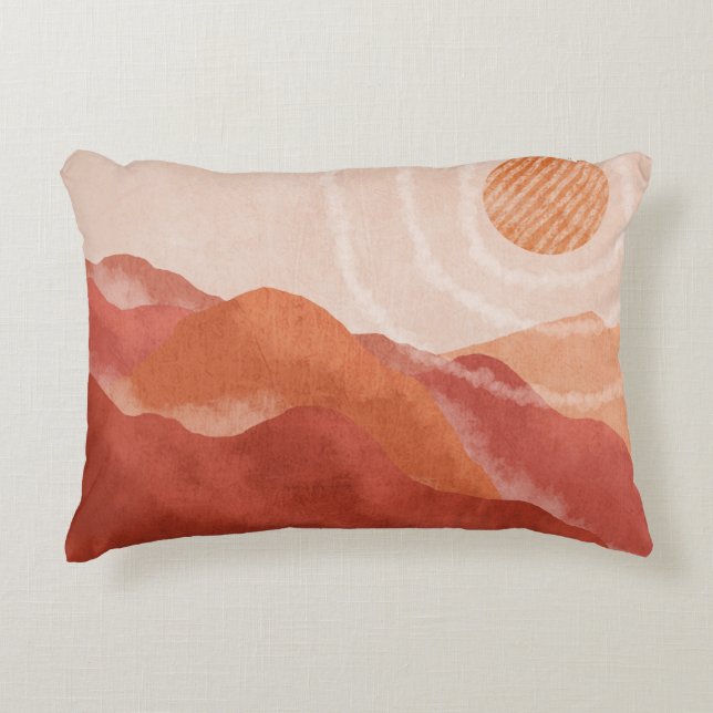 Boho terracotta mountains, abstract poster. accent pillow (Front)