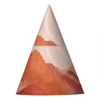 Boho terracotta mountains, abstract poster. party hat