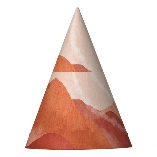 Boho terracotta mountains, abstract poster. party hat (Front)