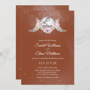 Boho Terracotta Mystical Moon Phases Handfasting Invitation