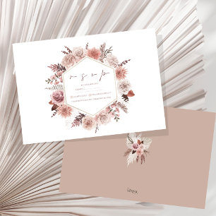 Boho Terracotta Neutral Floral Wreath Wedding RSVP Card