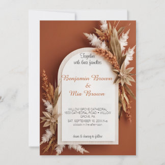 Boho Terracotta Pampas Faire-part de mariage d'her
