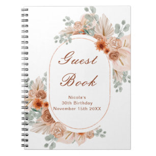 Boho Terracotta Pampas Grass Birthday Guest Book