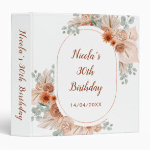 Boho Terracotta Pampas Grass Birthday Photo Album Binder