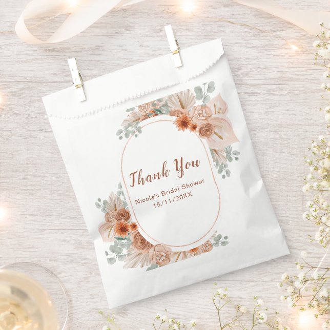 Boho Terracotta Pampas Grass Bridal Shower Favour Bag (Clipped)