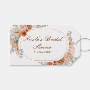 Boho Terracotta Pampas Grass Bridal Shower Gift Tags