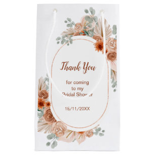 Boho Terracotta Pampas Grass Bridal Shower Small Gift Bag