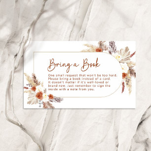 Boho Terracotta Pampas Grass Bring a Book Enclosure Card