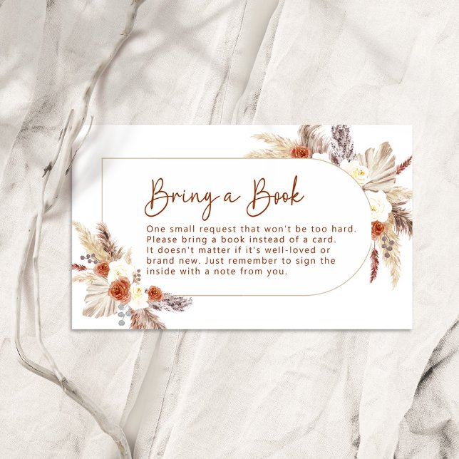 Boho Terracotta Pampas Grass Bring a Book Enclosure Card (Creator Uploaded)