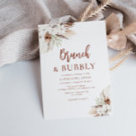 boho terracotta pampas grass brunch & bubbly invitation<br><div class="desc">lovely hand painted white watercolor flowers,  terracotta bohemian theme . The text and colours can be edited.</div>