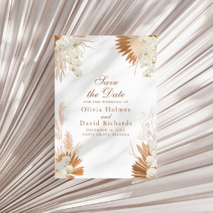 Boho Terracotta Pampas Grass Floral Save the Date