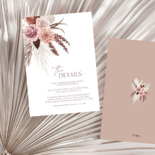 Boho Terracotta Pampas Grass Floral Wedding Enclosure Card