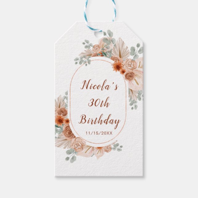 Boho Terracotta Pampas Grass Gift Tags (Front)