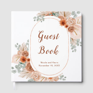 Boho Terracotta Pampas Grass Guest Book