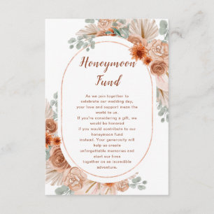 Boho Terracotta Pampas Grass honeymoon Fund Enclosure Card
