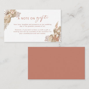 Boho Terracotta Pampas Grass note on gift card