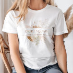 Boho Terracotta Pampas Grass Orchid Bride Squad T-Shirt<br><div class="desc">Get ready to celebrate the bride-to-be with this stunning Bride Squad t-shirt! Featuring a gorgeous Boho Terracotta Pampas Grass Orchid design and a playful script font, this t-shirt is the perfect addition to your bridal shower party. The customizable text allows you to add your name or your bridesmaid's name to...</div>