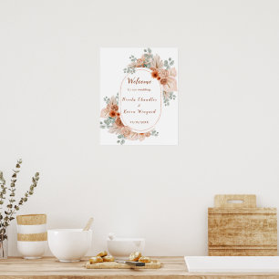Boho Terracotta Pampas Grass  Poster