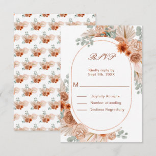 Boho Terracotta Pampas Grass RSVP Card