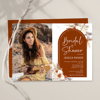 Boho Terracotta Photo Bridal Shower Invitation