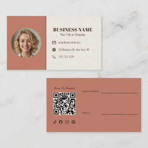 Boho Terracotta QR Code Photo Appointment Artisan Business Card