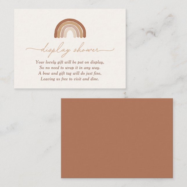 Boho Terracotta Rainbow Baby Shower Display Shower Enclosure Card (Front/Back)