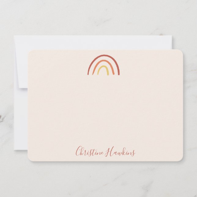 Boho Terracotta Rainbow Blush Pink Personalized Card (Front)