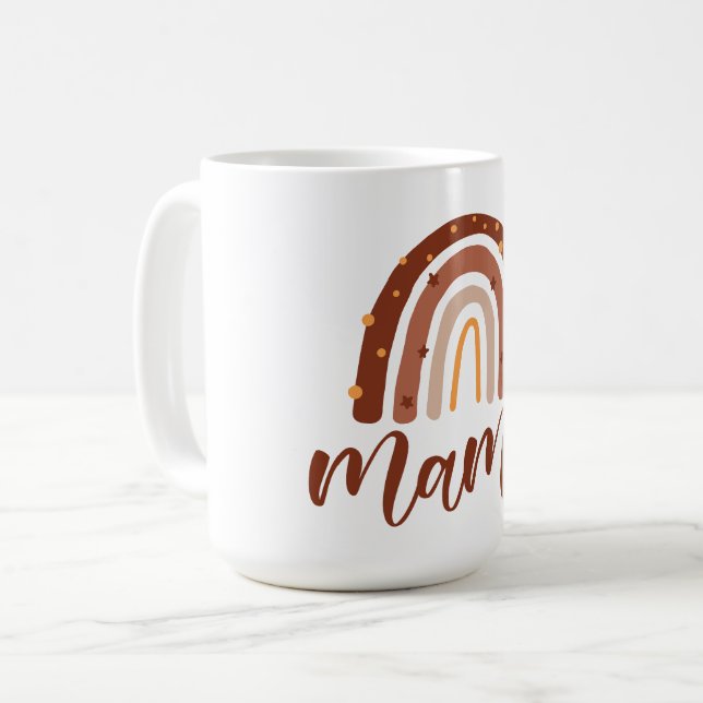 Boho Terracotta Rainbow Mama Coffee Mug (Front Left)