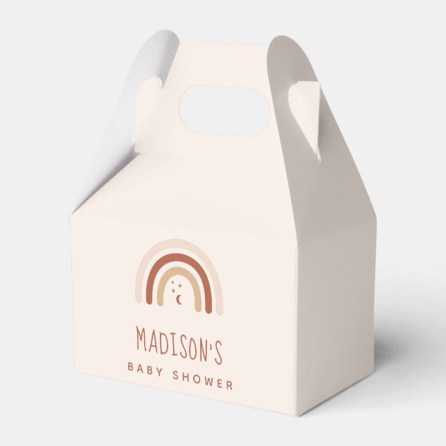 Boho Terracotta Rainbow Stars & Moon Baby Shower Favor Box (Front Side)