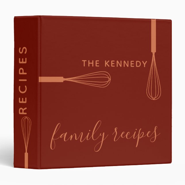 Boho Terracotta Red Family Recipes Cookbook  Binder (Front/Spine)